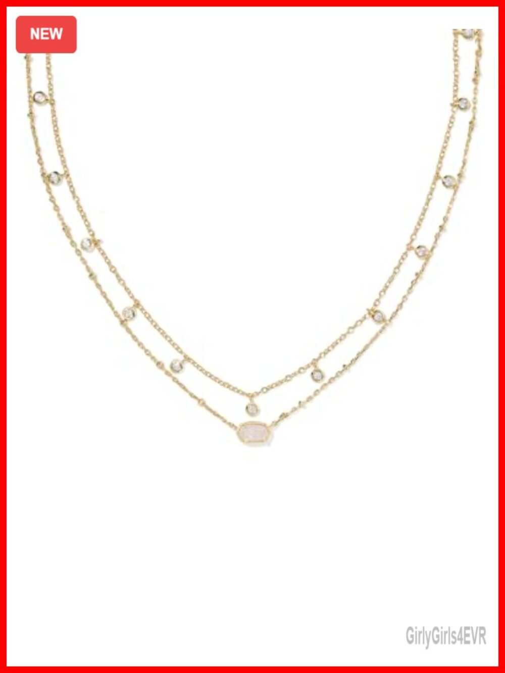 Kendra Scott Emilie Crystal Multi Strand Pendant Necklace Gold Plated Brass